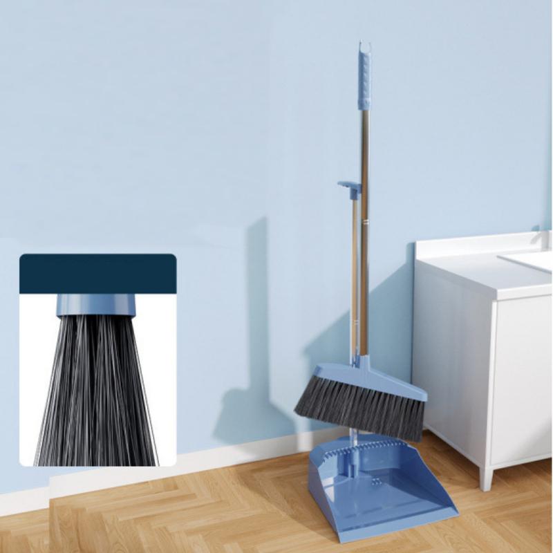 Broom and Dustpan Set Long Handle Broom with Stand Up Dustpan Combo Set for Office Home Kitchen Lobby Floor Use Dust pan and Broom Set Brush Cleaning