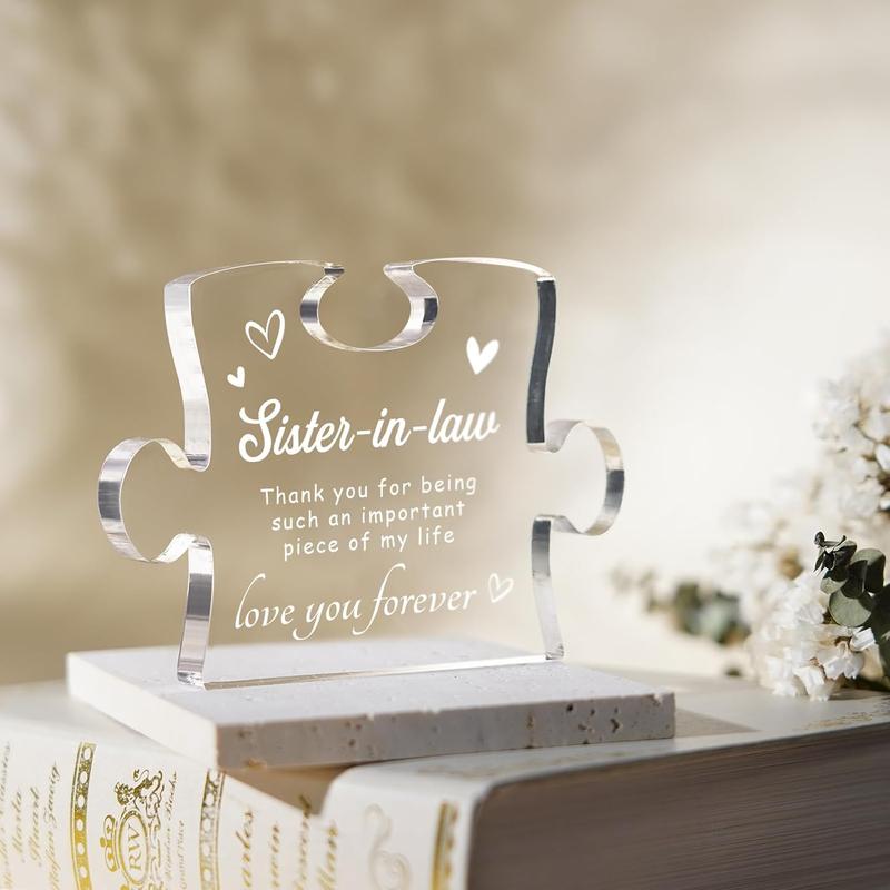 Sister in Law Birthday Gifts - 4.9 x 3.7 inch Engraved Acrylic Block, Sister in Law Gifts, Unique Mothers Day Wedding for Sister in Law, Best Sister in Law Gifts Ideas