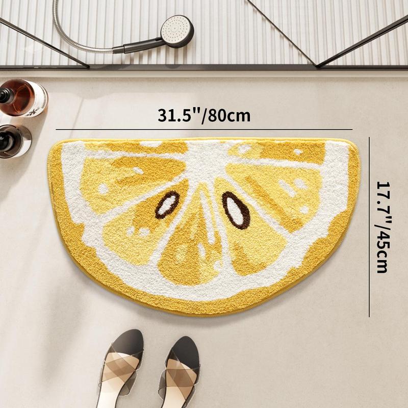 Lemon Shaped Bath Mat, 1 Count Creative Non-slip Soft Machine Washable Bath Mat, Absorbent Thickened  Bath Mat for Bathroom  Toilet Home  Dormitory Decor