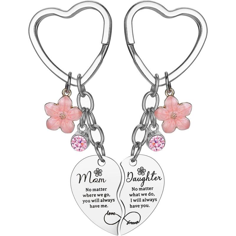 2 Mother Daughter Heart Matching Keyring Keychain Set Gifts For Mom Mothers Day Gifts from Daughter