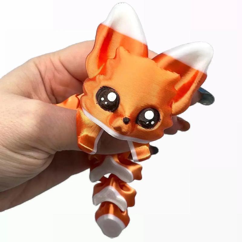 Orange Fox - Articulated 3d Print, Fun Cute Orange Fox Figurine Decoration, Great Gift