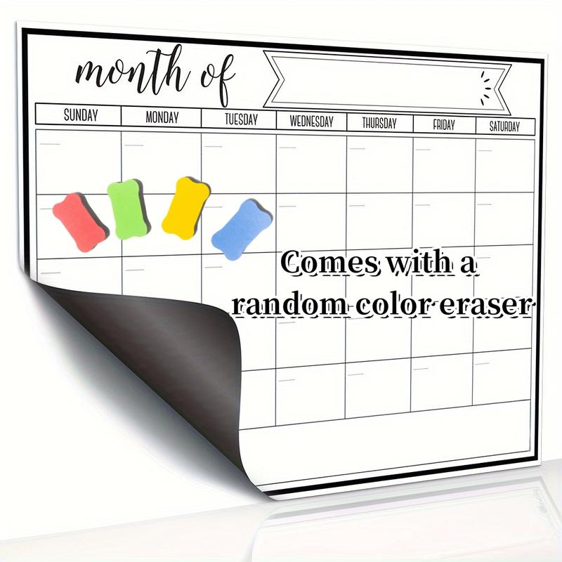 1Pc Refrigerator Calendar Magnetic Dry Erase Calendar Whiteboard Calendar for Kitchen Refrigerator Planner Comes With A Board Erase Decor christmas 2024 ornament christmas ornaments christmas gifts black friday sales 2024 in store christmas gift ideas