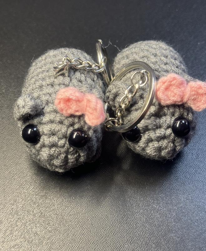 crocheted mice for home decor or gifts to friends, 2 inches long. pack of two. Decoration Hangable Ornaments Hanging