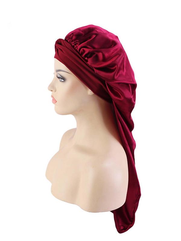 Simple Silk Satin Long Tube Bonnet, Sleeping Bonnet for Women & Girls, Soft and Comfortable Night Sleep Hat for Long Curly Hair, Basic Shower Cap for Protects Hairstyles & Prevents Hair Tangling