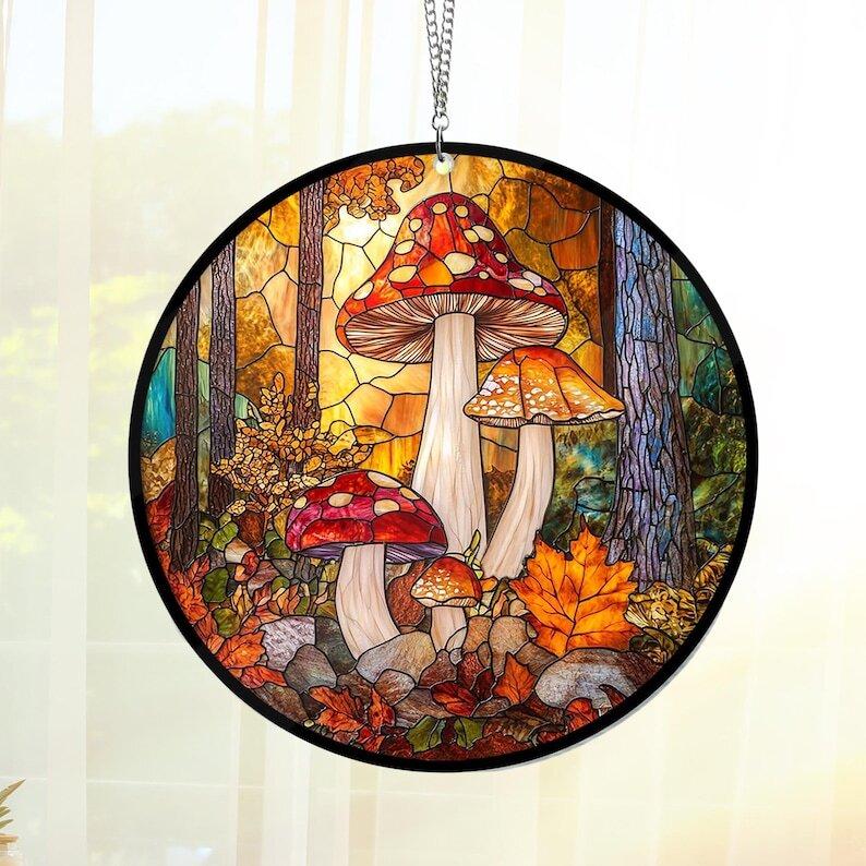 Mushroom Suncatcher, Mushroom window hangings for garden, House Decoration, Mushroom Decor, Mushroom Lover Gift, Housewarming