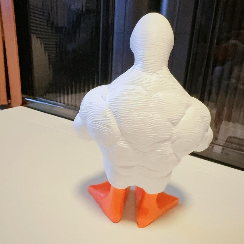 Creative Duck Design Desk Decoration, 1 Count Cute Muscular Duck Ornament, Home Decor for Living Room & Bedroom & Office