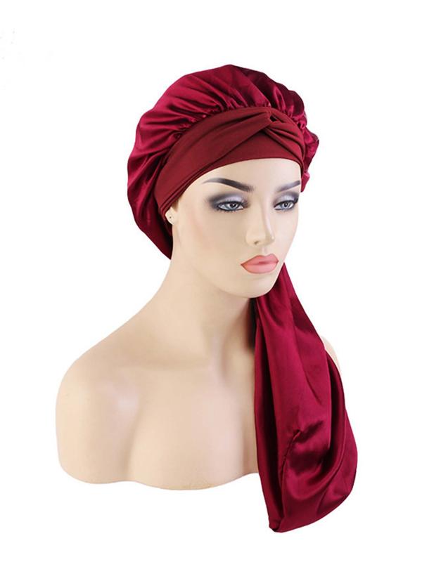 Simple Silk Satin Long Tube Bonnet, Sleeping Bonnet for Women & Girls, Soft and Comfortable Night Sleep Hat for Long Curly Hair, Basic Shower Cap for Protects Hairstyles & Prevents Hair Tangling