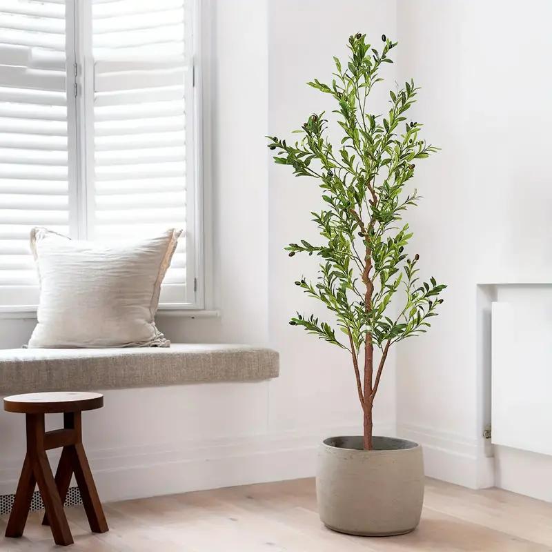 Artificial Olive Tree Tall Faux Silk Plant forHome Offce Decor indoor Fake Potted Tree with Natural Wood Trunk and Lifelike Fruits Holographic Artificial Decorative Ornaments Decorative Ornaments artificial  plants