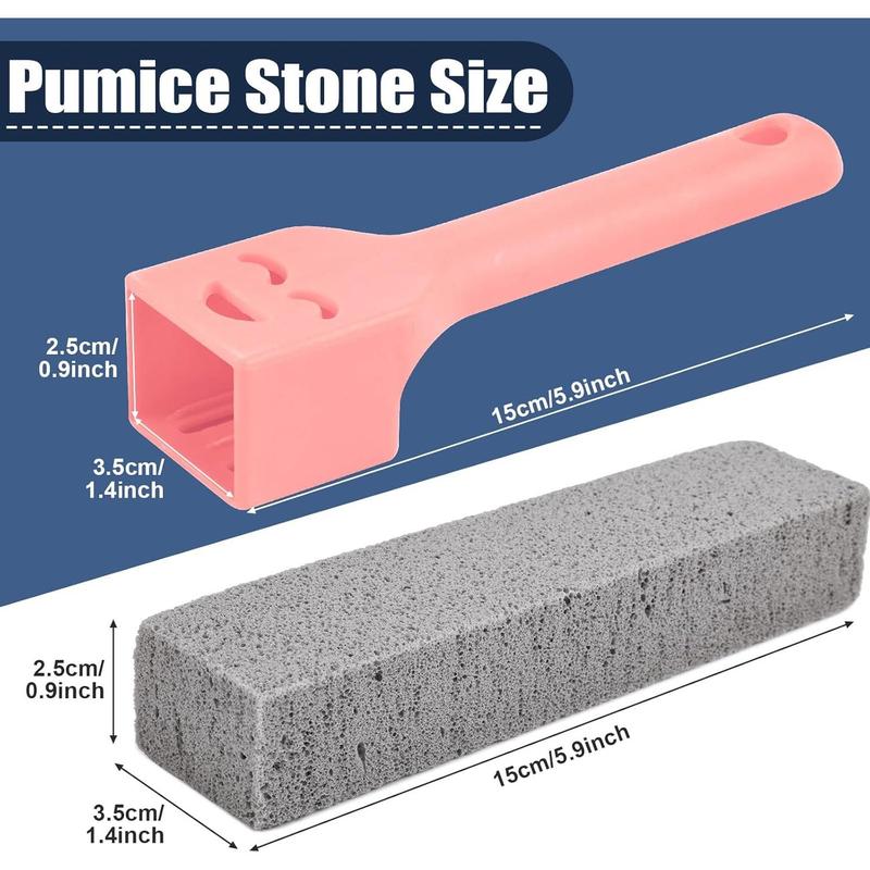 8 Packs Pumice Stone for Cleaning with 2 Universal Handle,Grey Pumice Stone Cleaner for Cleaning Toilets, Bathrooms, Kitchens, Spas, Pools, Household Cleaning