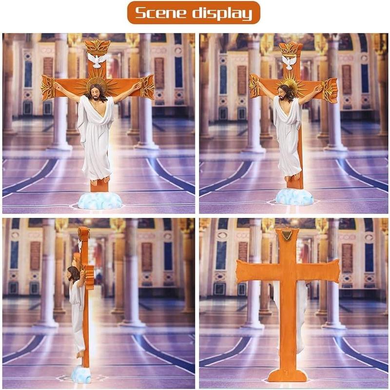 Catholic Crucifix Cross Church Ornaments, for Decorations Home Office Table Resin Jesus Christ Statues and Figurines 7.87Inch