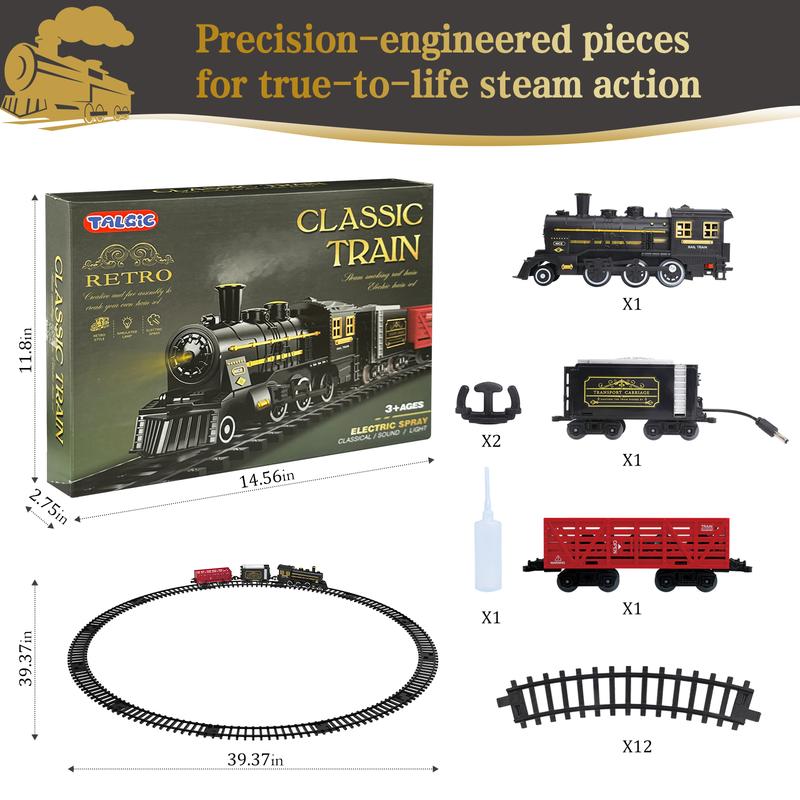 Christmas Happiness Train Set - Hanging Train Toys with Smoke Light & Sound for Boys Girls,Train Set Around Under The Christmas Tree with Steam,Carriages Tracks for 3-12 Years Old Kids Decoration Gift