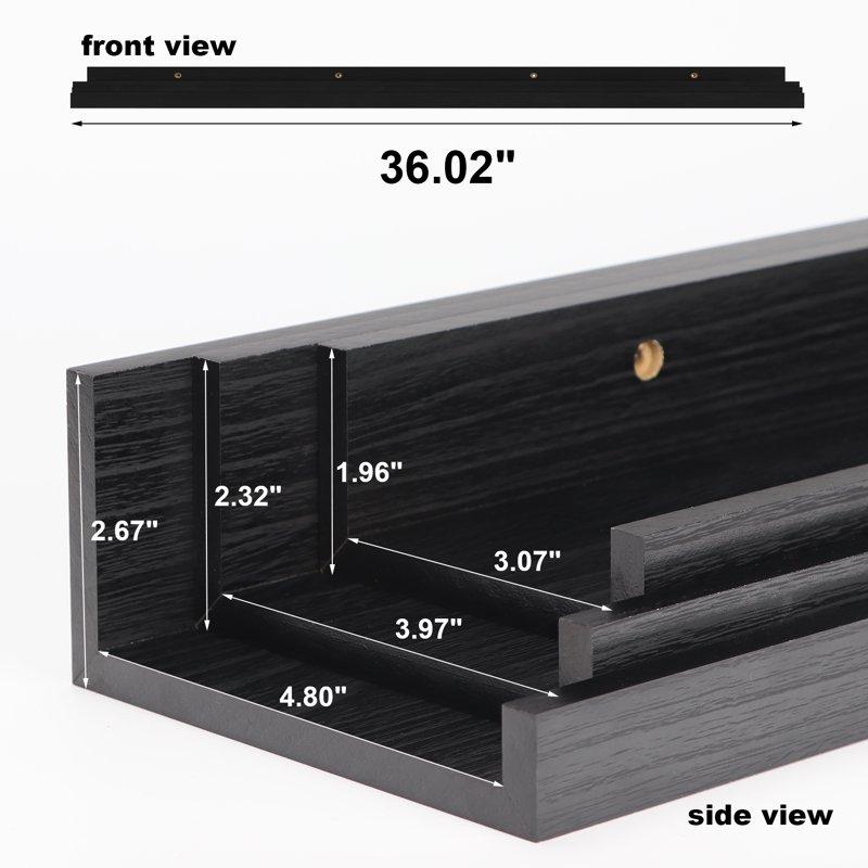 Floating Wall Shelves Picture Display Ledge Set of 3 Black Floating Shelf for Wall Decoration Pack Plant Wooden