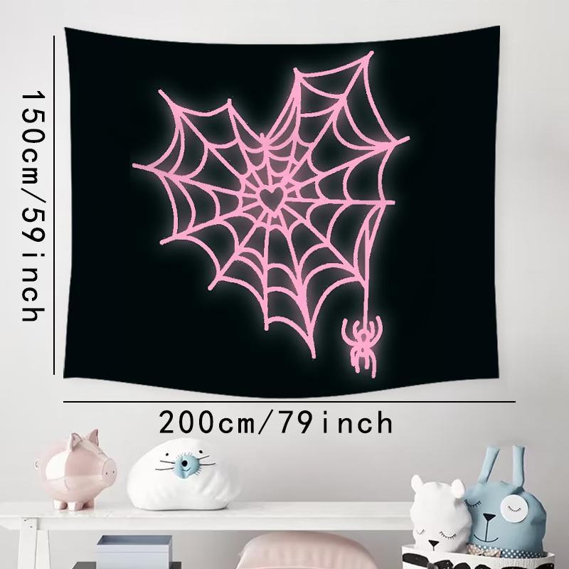 Pink Spider Web Pattern Tapestry, Gothic Style Wall Hanging, Wall Decor for Home Living Room Bedroom Dormitory, Home Decor, Room Decor