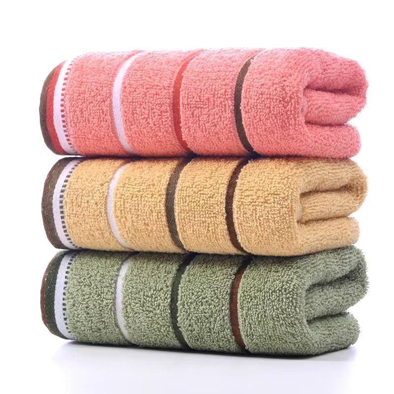 Striped Pattern Towel, 3 Counts set Soft Absorbent Towel, Bathroom Supplies for Home Hotel Salon Dormitory Camping