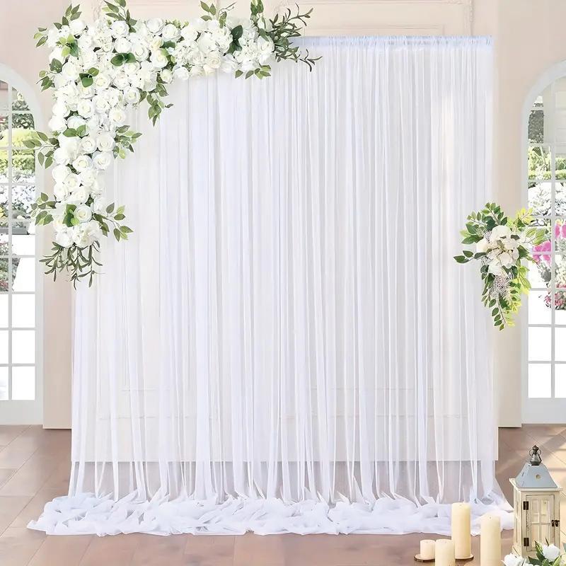 Solid Color Chiffon Curtain, 1 Count Transparent Chiffon Background Screen, Party & Wedding Decoration Supplies for Home Party Wedding