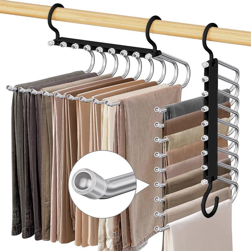 9-layer Pants Hanger, Space Saving Pant Hanger Organizer, Multifunctional Pants Rack, Bedroom Clothes Rack Organizer, Closet Organizer for Pants Jeans Leggings Trousers, Room Accessories