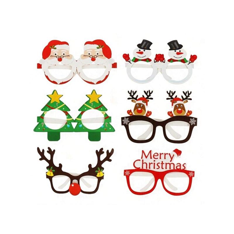 9 Pairs Of Fun Santa Claus Christmas Tree Elk Shaped Paper Glasses - Party Favors For Photo Booth Props And Christmas Decorations - Novelty Accessories For Holiday Celebrations, Christmas Decor, Christmas Decorations, Christmas Gifts