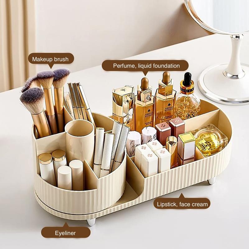 Makeup Organizer Countertop Rotating Makeup Organizer for Vanity Large Capacity Cosmetic Display Case with Makeup Brush Holder Cosmetic Organizer Countertop