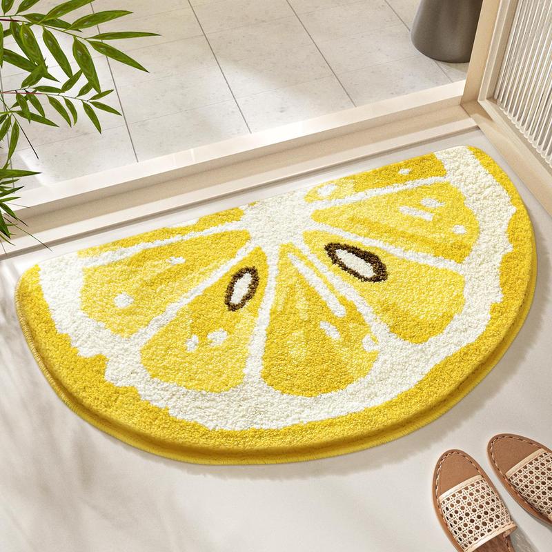 Lemon Shaped Bath Mat, 1 Count Creative Non-slip Soft Machine Washable Bath Mat, Absorbent Thickened  Bath Mat for Bathroom  Toilet Home  Dormitory Decor