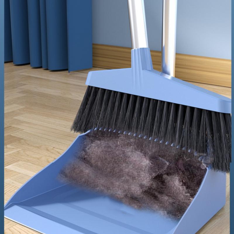 Broom and Dustpan Set Long Handle Broom with Stand Up Dustpan Combo Set for Office Home Kitchen Lobby Floor Use Dust pan and Broom Set Brush Cleaning