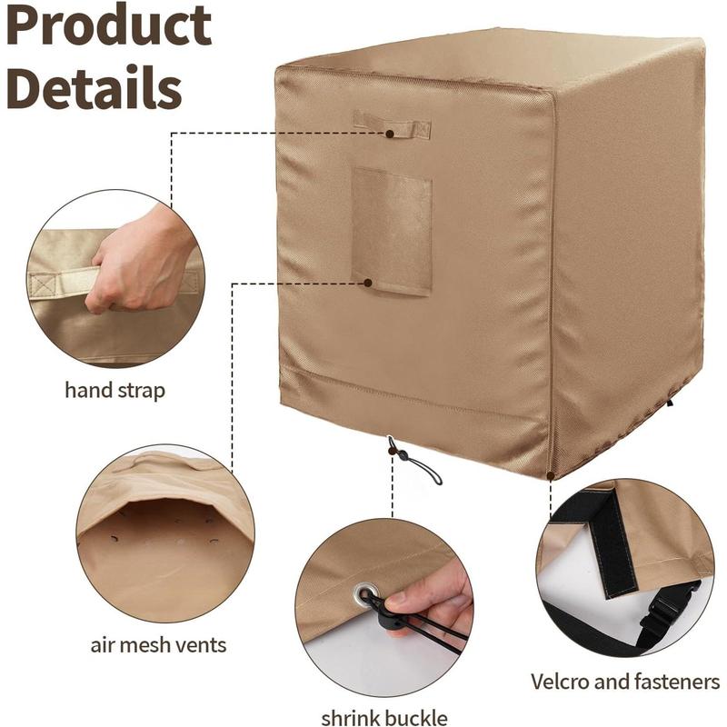 Air Conditioner Cover for Outside Units, AC Covers for Outside Winter with 2 Straps,  Windproof Heavy Duty Cover Fit Up to 36x36x39 inchs (Brown)