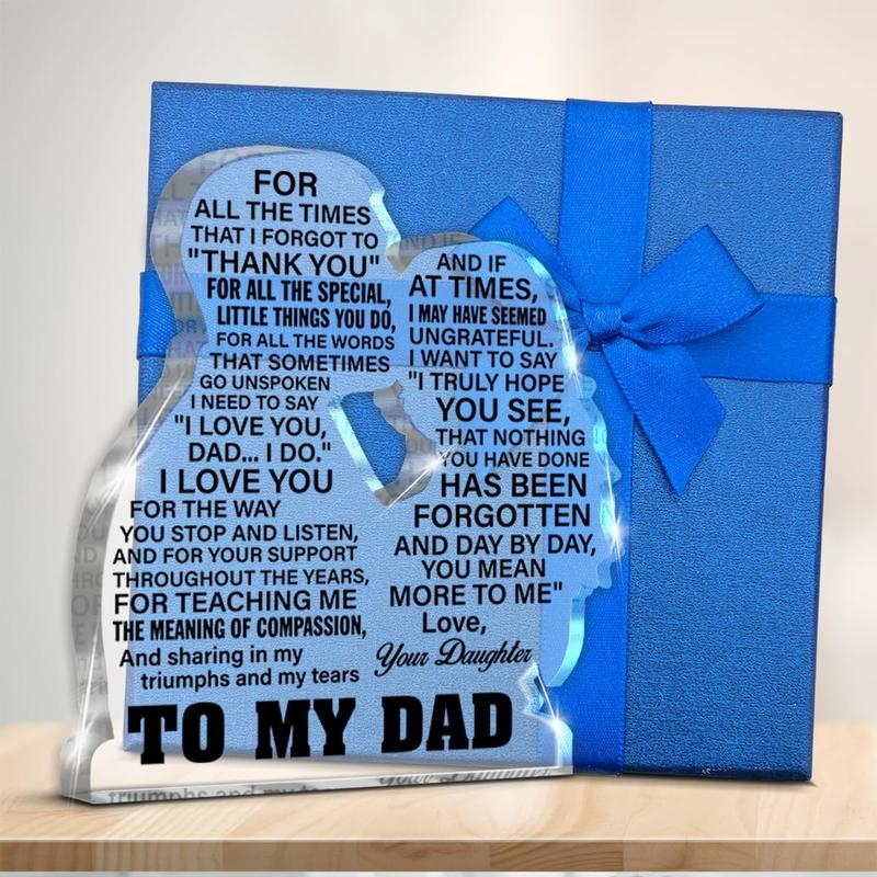 Dad Gifts, Gift for Dad From Daughter, Thank You Gifts for Dad Father's Day Birthday Christmas, to My Dad Acrylic Keepsake