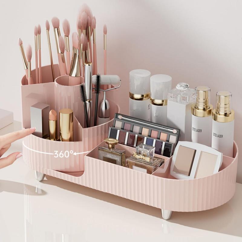 Makeup Organizer Countertop Rotating Makeup Organizer for Vanity Large Capacity Cosmetic Display Case with Makeup Brush Holder Cosmetic Organizer Countertop