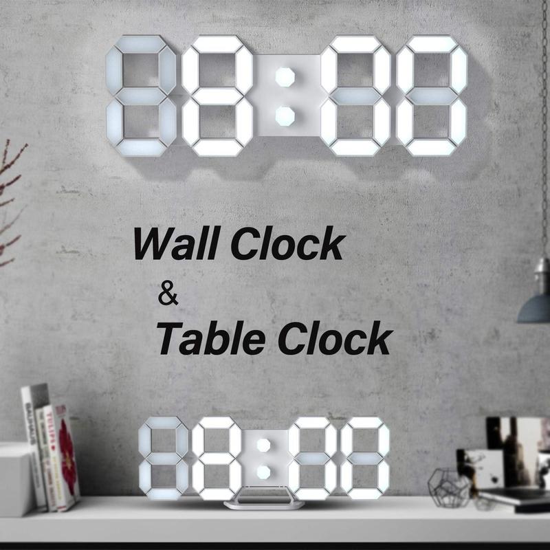 LED Digital Wall Clock Desk Alarm Clock with Remote Control for Kitchen Bedroom Office, Fashion 9.7