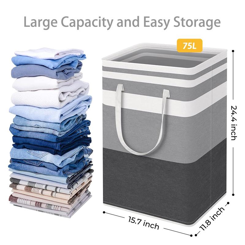 2-Pack Large Laundry Basket, Waterproof, Freestanding Laundry Hamper, Collapsible Tall Clothes Hamper with Extended Handles for Clothes Toys in the Dorm and Family