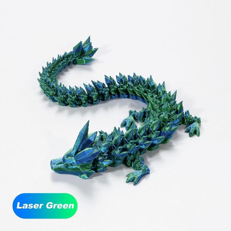 3 Pcs 3D Printed Crystal Dragon Ornament 12in. Creative Engraving Flexible Articulated Dragon Toy. Desktop Decor for Home Office Dormitory Car School.(Purple+Green+Red)