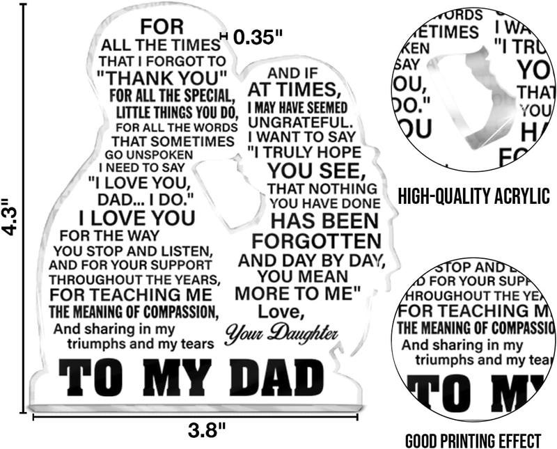 Dad Gifts, Gift for Dad From Daughter, Thank You Gifts for Dad Father's Day Birthday Christmas, to My Dad Acrylic Keepsake