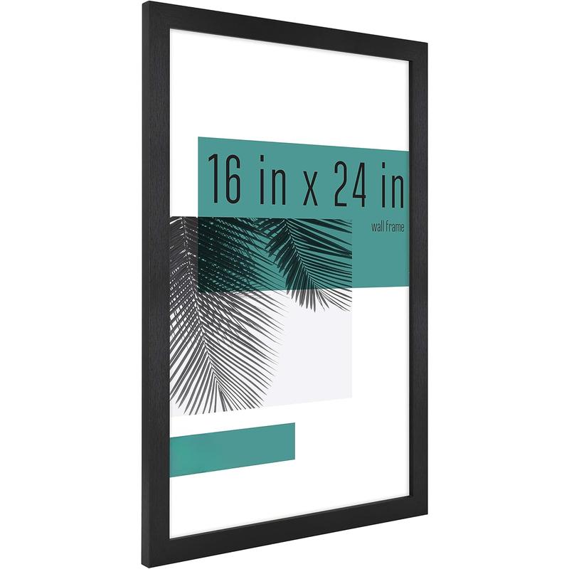 16‘’x24‘’ Studio Gallery Poster Frame Black Woodgrain, Vertical & Horizontal Wall Hanging Large Picture Frame for Photos, Posters & Art Prints