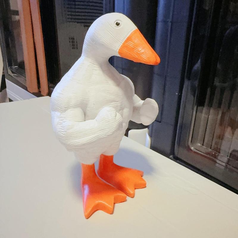 Creative Duck Design Desk Decoration, 1 Count Cute Muscular Duck Ornament, Home Decor for Living Room & Bedroom & Office