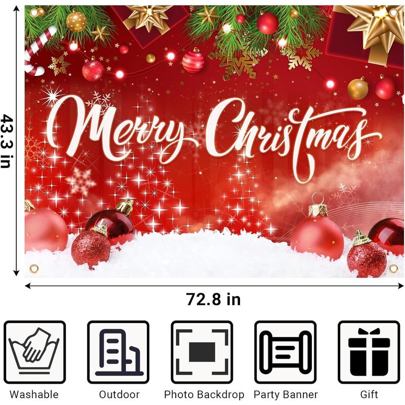 Christmas Photography Backdrop, Xmas Background for Christmas Photos, Photo Backdrop, Background Banner for Family Holiday New Year Party Decoration Supplies Photo Studio Props Pictures(72 x 44in)- C