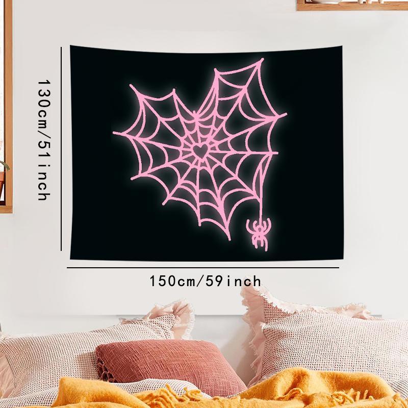 Pink Spider Web Pattern Tapestry, Gothic Style Wall Hanging, Wall Decor for Home Living Room Bedroom Dormitory, Home Decor, Room Decor