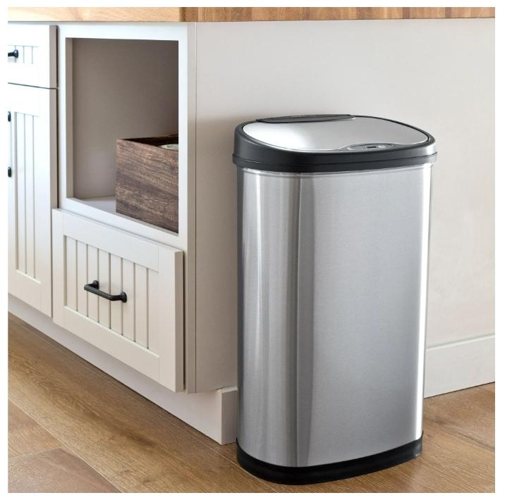 13.2 Gallon Trash Can, Motion Sensor Kitchen Trash Can, Stainless Steel Cleaning Hand