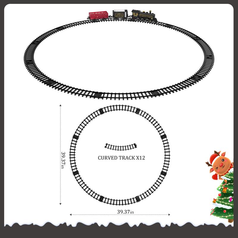 Christmas Happiness Train Set - Hanging Train Toys with Smoke Light & Sound for Boys Girls,Train Set Around Under The Christmas Tree with Steam,Carriages Tracks for 3-12 Years Old Kids Decoration Gift