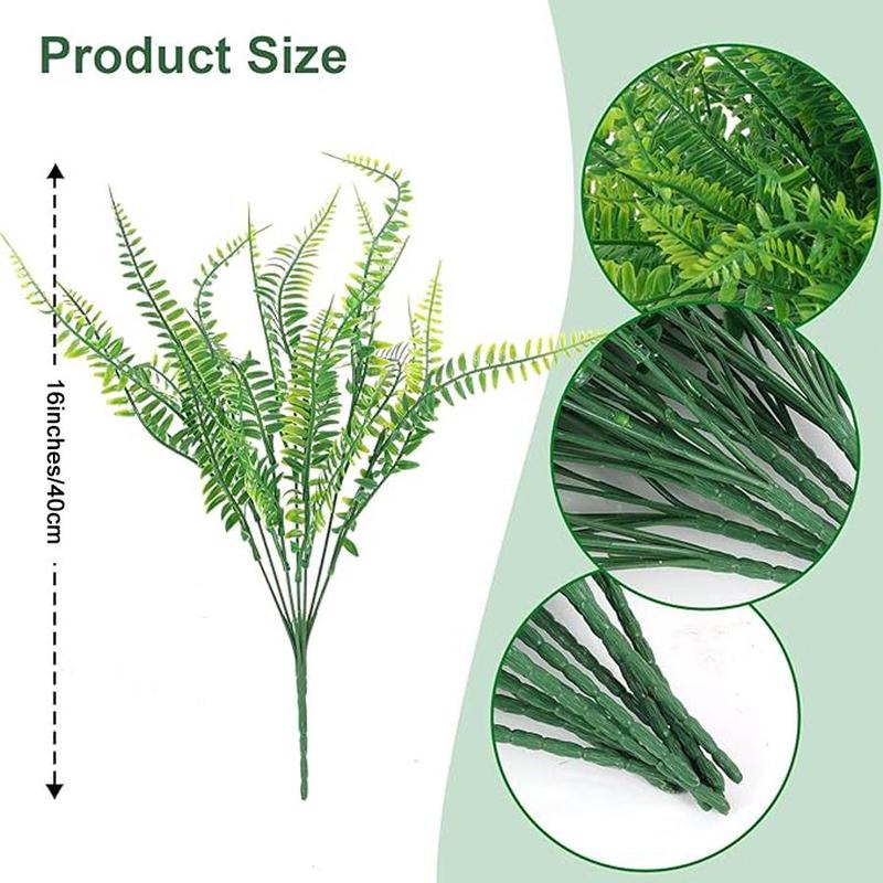 Artificial Outdoor Plants Fake Boston Fern Stems, 6 12 Counts Faux Plant Stem, Decorative Plant for Home Garden Decoration, Home Decor Supplies