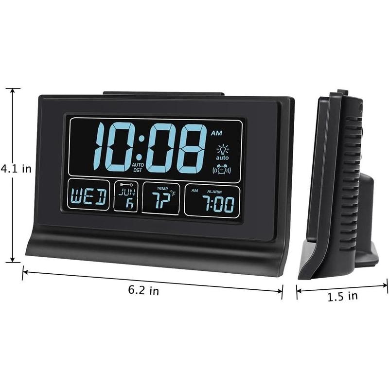 Alarm Clocks for Bedrooms with  Backup, Auto Set Digital Clock with Date and Day of Week, Temperature, USB Port, Auto DST, Dimmer, 12 24H