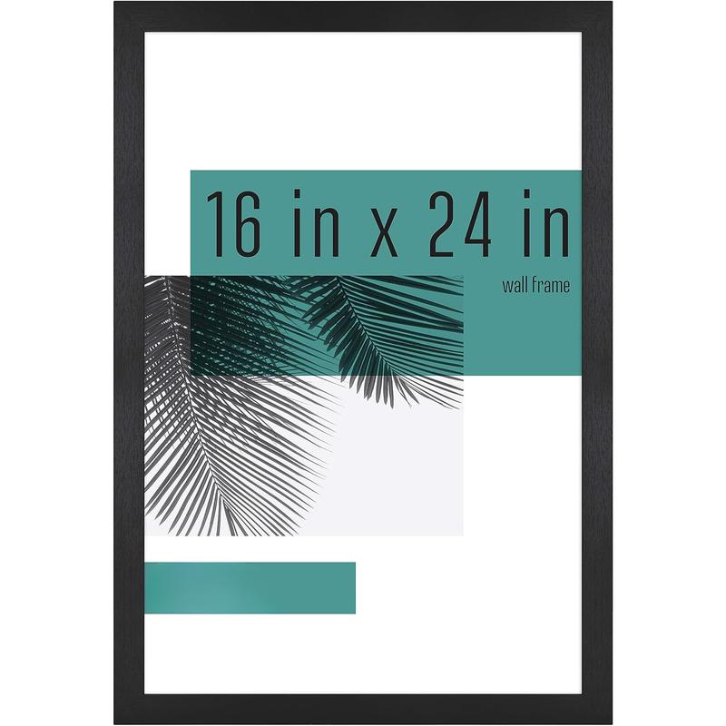 16‘’x24‘’ Studio Gallery Poster Frame Black Woodgrain, Vertical & Horizontal Wall Hanging Large Picture Frame for Photos, Posters & Art Prints