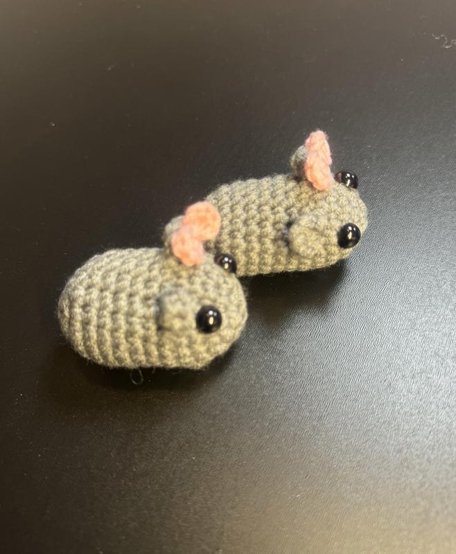 crocheted mice for home decor or gifts to friends, 2 inches long. pack of two. Decoration Hangable Ornaments Hanging