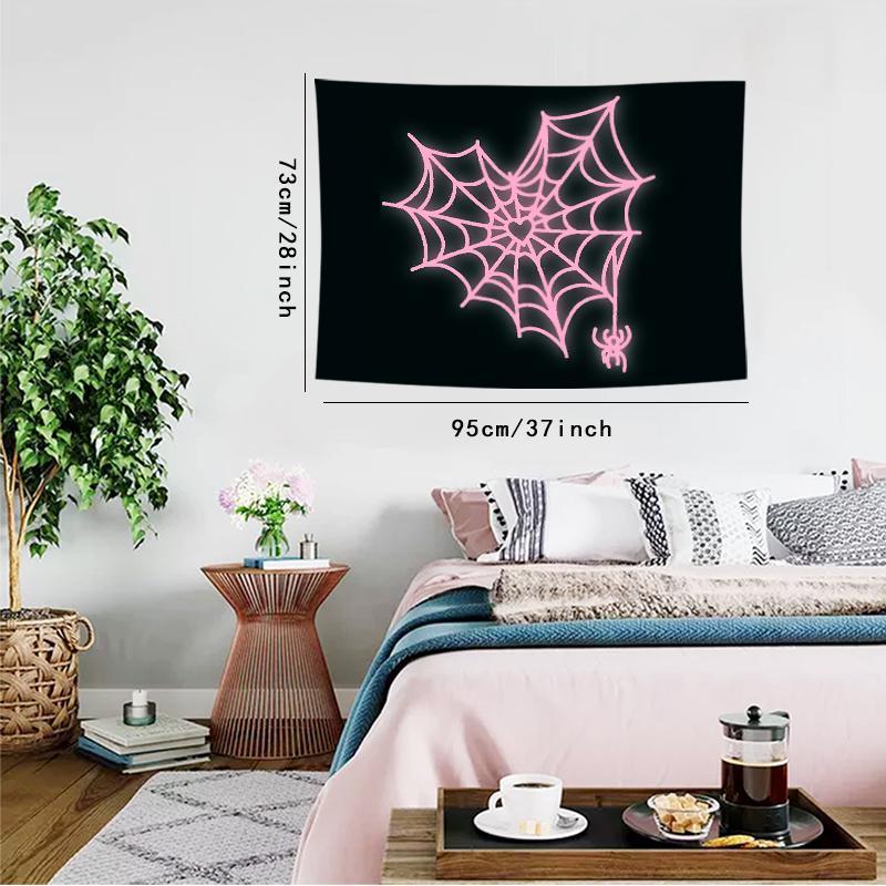 Pink Spider Web Pattern Tapestry, Gothic Style Wall Hanging, Wall Decor for Home Living Room Bedroom Dormitory, Home Decor, Room Decor