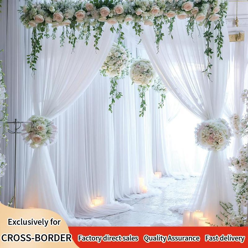 Solid Color Chiffon Curtain, 1 Count Transparent Chiffon Background Screen, Party & Wedding Decoration Supplies for Home Party Wedding