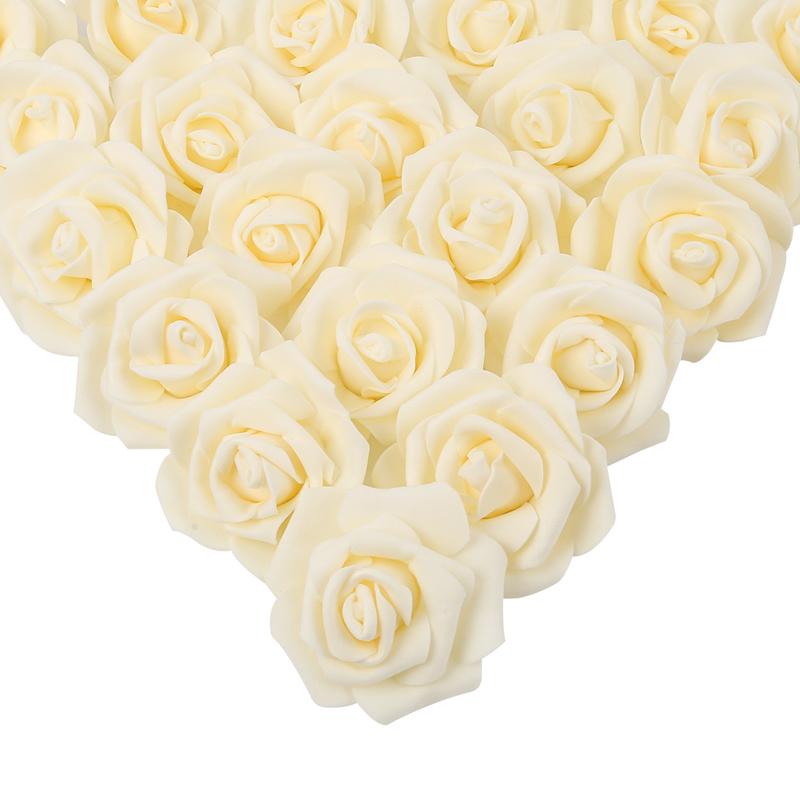 Artificial Rose Flower Heads, 100pieces Real Looking Light Pink Foam Fake Roses for DIY Wedding Baby Shower Centerpieces Arrangements Party Tables Home Decorations