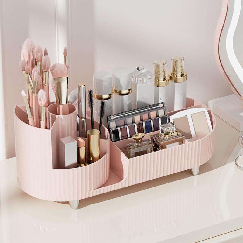 Makeup Organizer Countertop Rotating Makeup Organizer for Vanity Large Capacity Cosmetic Display Case with Makeup Brush Holder Cosmetic Organizer Countertop