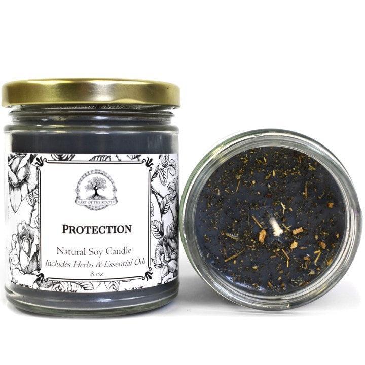 Protection Soy Candle for Negativity, Psychic Attacks & Evil Intentions Wiccan Pagan Hoodoo Conjure | Art Of The Root