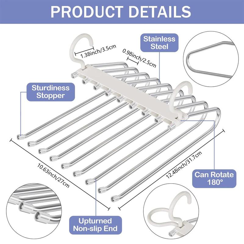 9-layer Pants Hanger, Space Saving Pant Hanger Organizer, Multifunctional Pants Rack, Bedroom Clothes Rack Organizer, Closet Organizer for Pants Jeans Leggings Trousers, Room Accessories