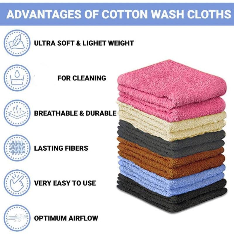 Cotton - Wash Cloth Set - Pack of 24, Flannel Face Cloths, Highly Absorbent and Soft Feel Fingertip Towels (Multi Color, 12x12 Pack of 24)