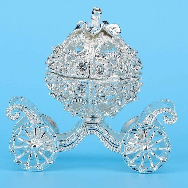 Rhinestone Crystal Pumpkin Carriage Trinket Box, 1 Count Creative Desktop Jewelry Box, Jewelry Display Holder, Jewelry Organizer for Home Bedroom Dormitory