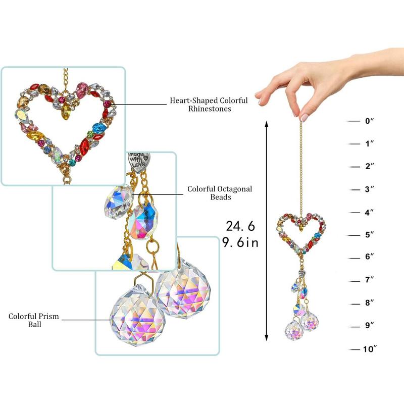 Handmade Crystal Moon&Star Prisms Suncatchers, Glass Window Hanging Ornament, Rainbow Rhinestones Decor for Home Garden